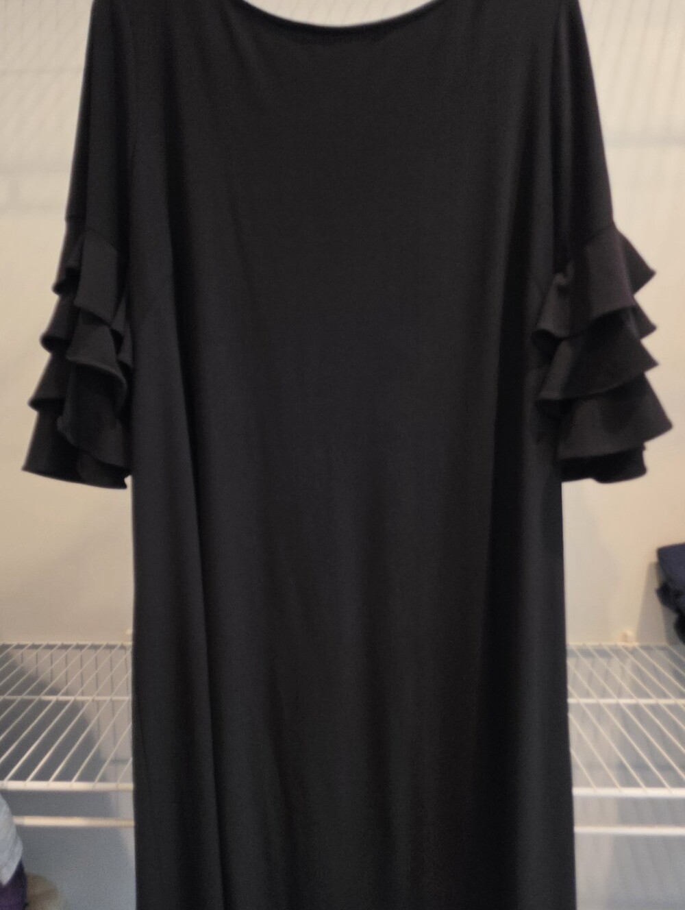 Roz & Ali Black Ruffle Sleeve Tunic Dress